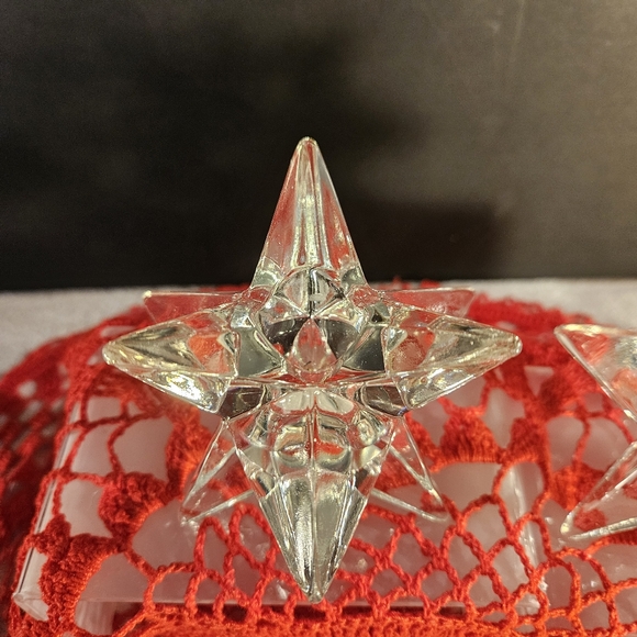 Vintage Set of Two Rosenthal Studio Lead Crystal Diamond Star Candle Holders - Picture 3 of 9